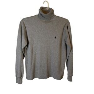 Polo Ralph Lauren Men Grey Cotton Long Sleeve Turtleneck Pullover Sweater Size M